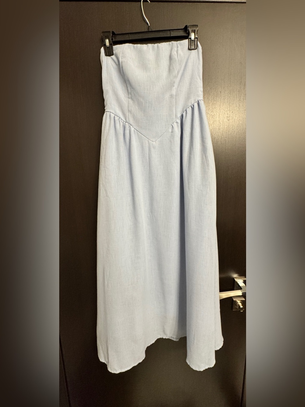 Light Blue Linen-Blend Maxi Dress